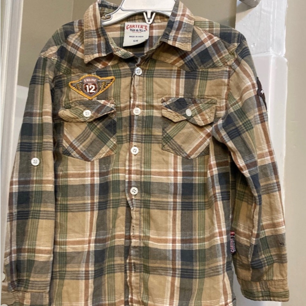 Carters button up plaid shirt